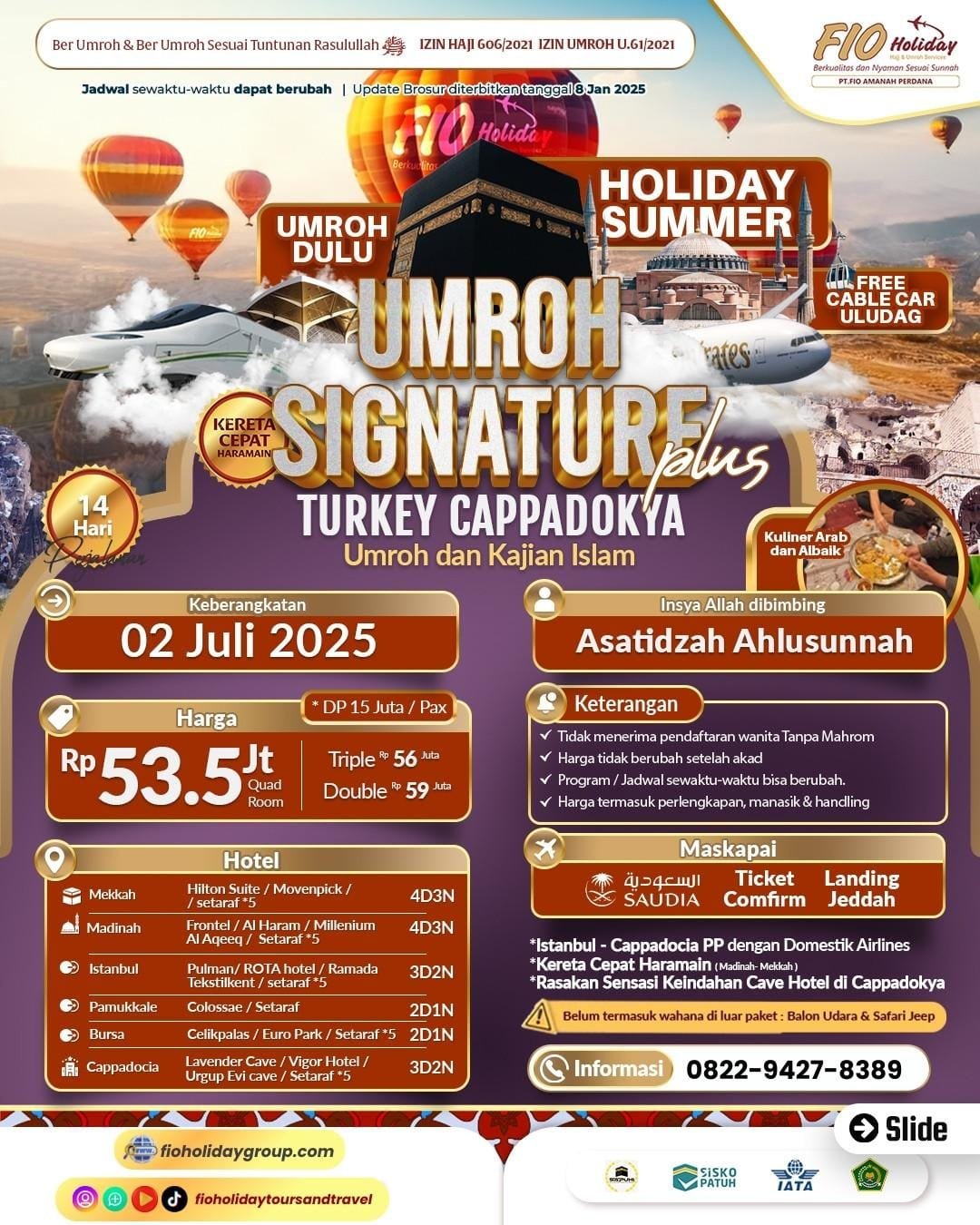 umroh signature plus turkey cappadocia juli 2025 - fioholidaygroup.com