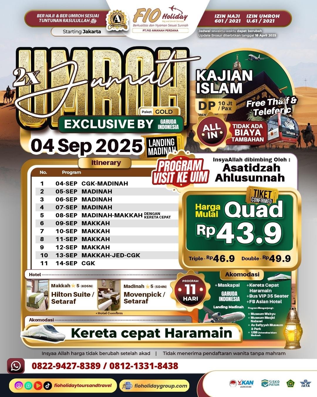 9 - 4 sept Umroh 2x jumat - fioholidaygroup.com