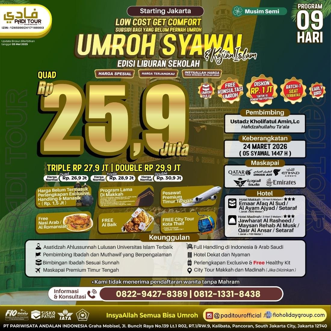 3 padi tour umroh LCC 24 maret 2025