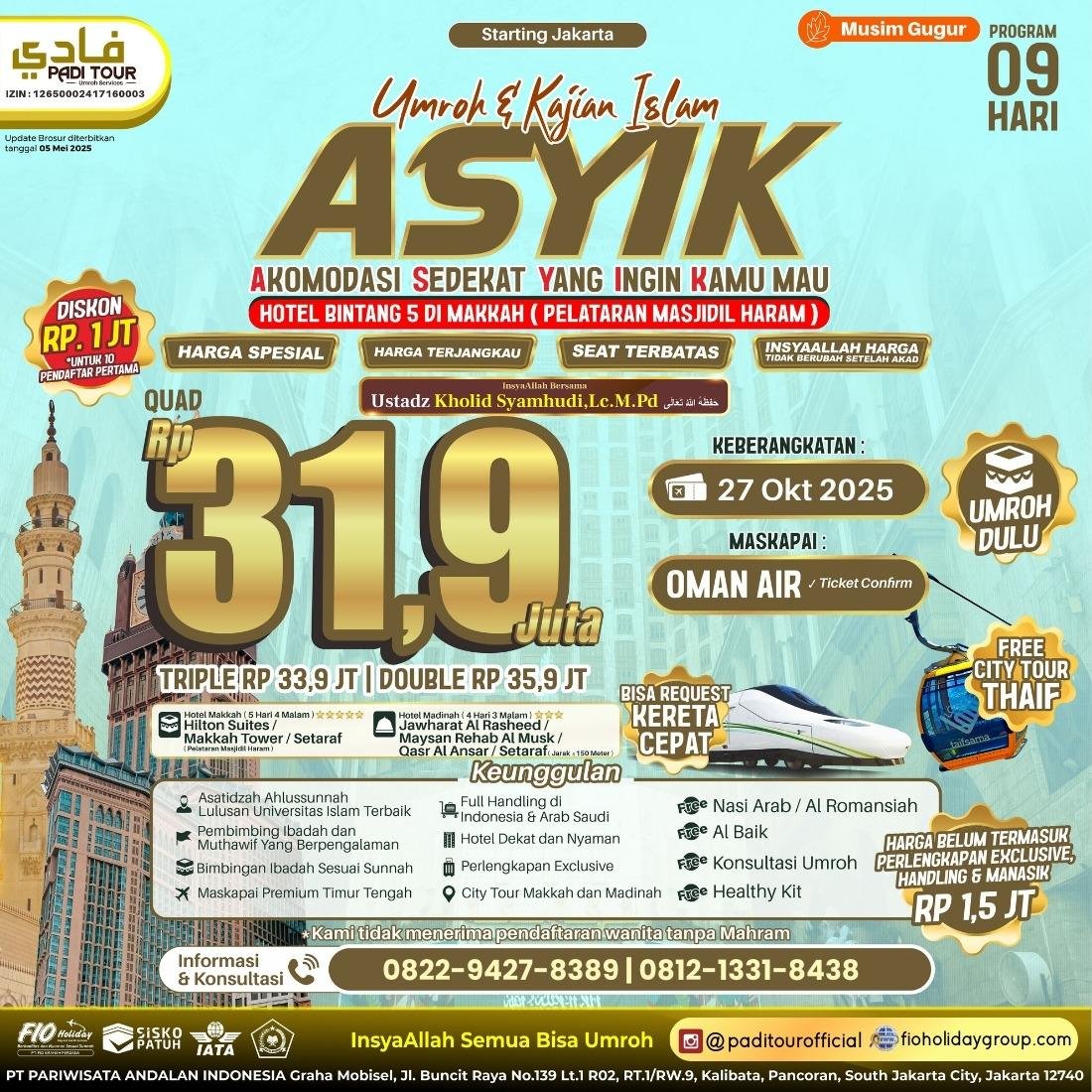 Padi Tour 10 - Umroh premium Asyik 27 Oktober 2025 - fioholidaygroup.com