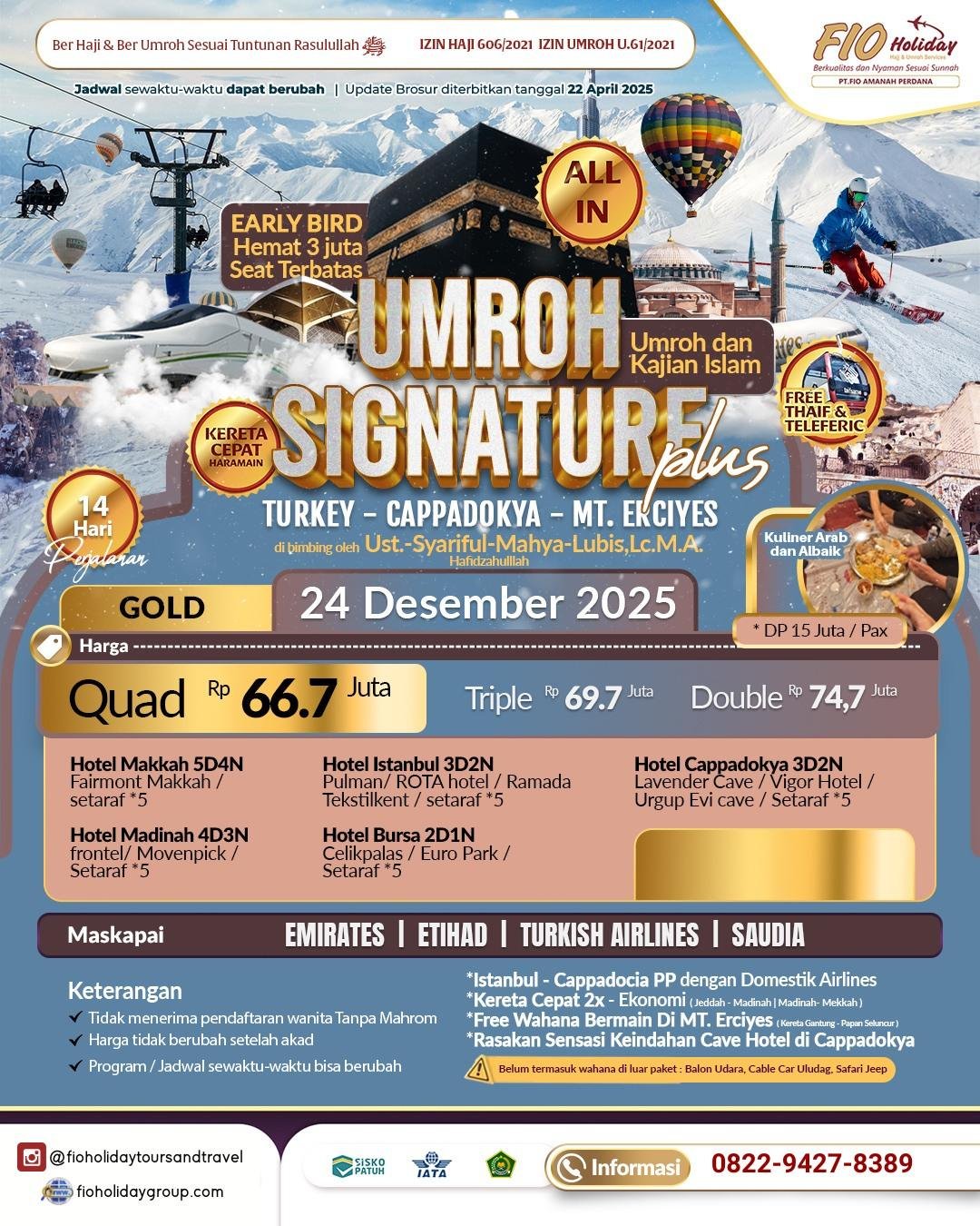FIO UMROH PLUS CAPPADOCIA 24 DES 2025